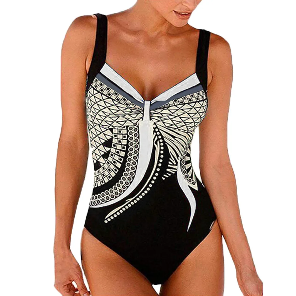 

MUQGEW Women Summer Backless Sexy Print Swimwear Beachwear Siamese Swimsuit Bikini Set One Piece Swimsuit #0710