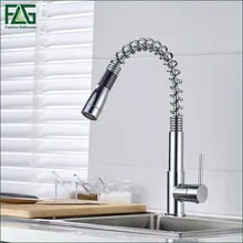 FLG Pull Out Kitchen Faucets Deck Mounted Single Handle Hole Chrome 360 Degree Rotating Pull Kitchen Mixer Tap Torneira C066