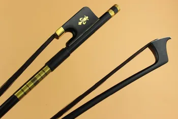 

1 pc New PRO black 4/4 full size Carbon fiber cello bow ebony frog inlaid copper flower Free Shipping