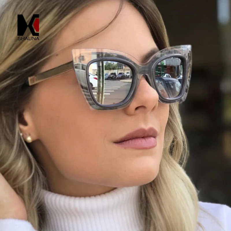 

SHAUNA Oversize Cat Eye Sunglasses Women Brand Designer Gradient Sun Glasses