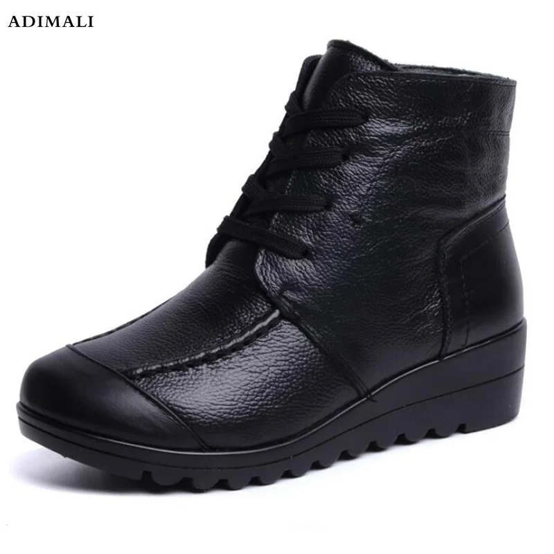 

2017 Hot sale Suede ankle boots women winter snow boots Female Plus velvet Keep warm flat Botas mujer Lace sweet Women's shoes