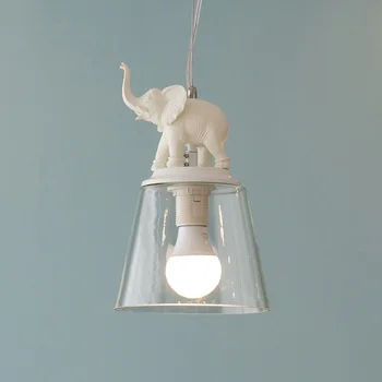 

Creative Elephant LED Hanging Lamp Modern Glass Pendant Light Fixtures Bedroom Hang Lights Living Room Dining Bar Resin Lighting