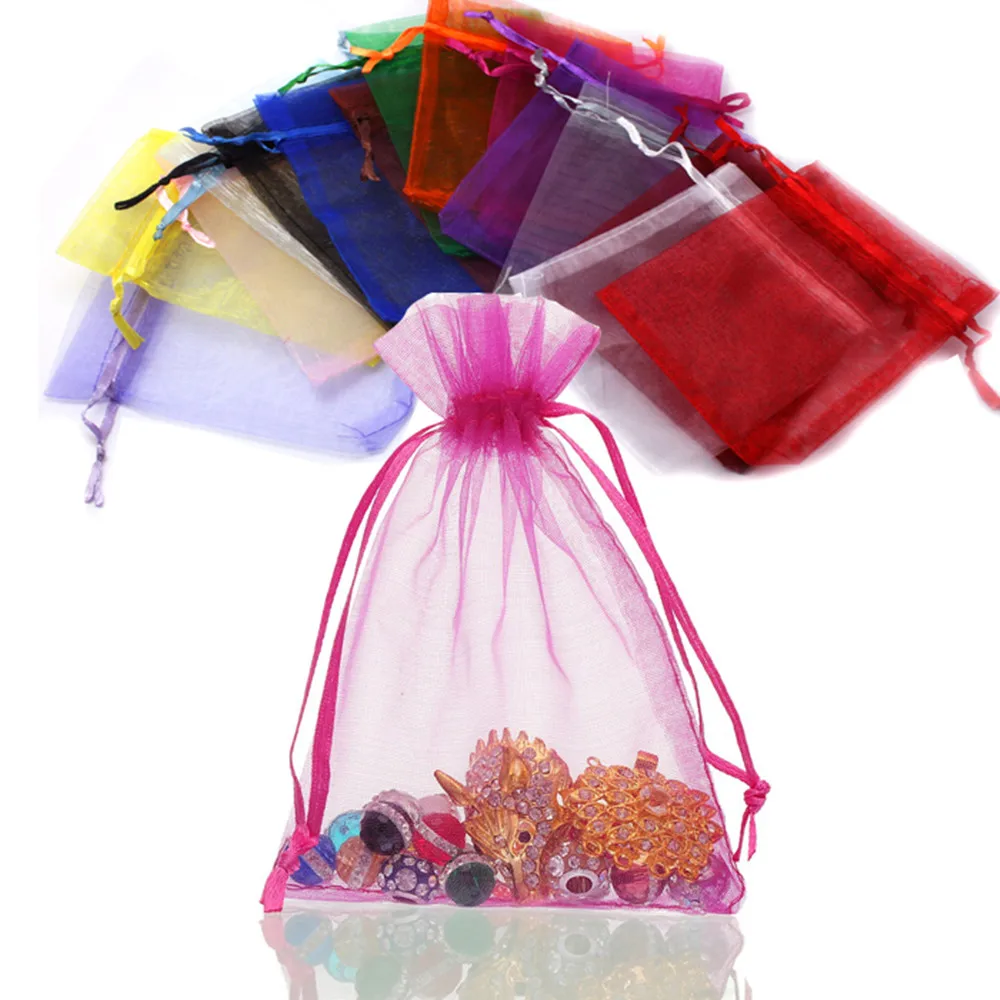 Buy Organza gift bag 100pcs/lot Silver Organza Bags