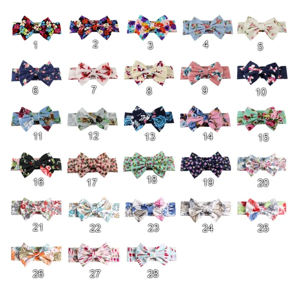 Girls 5'' Big Flowers Hair Bow Headband For Kids Winter Large Flower Turban Elastic Hair Band Girls Floral Hair Accessories