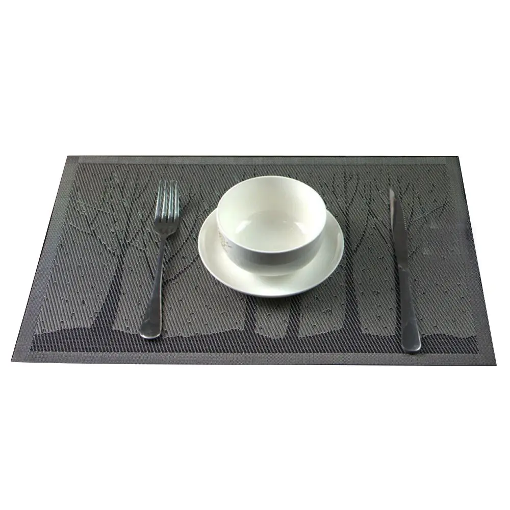 

HOT SALE Tree PVC Insulation Bowl Placemats Dining Pad Western Table Mats, gray