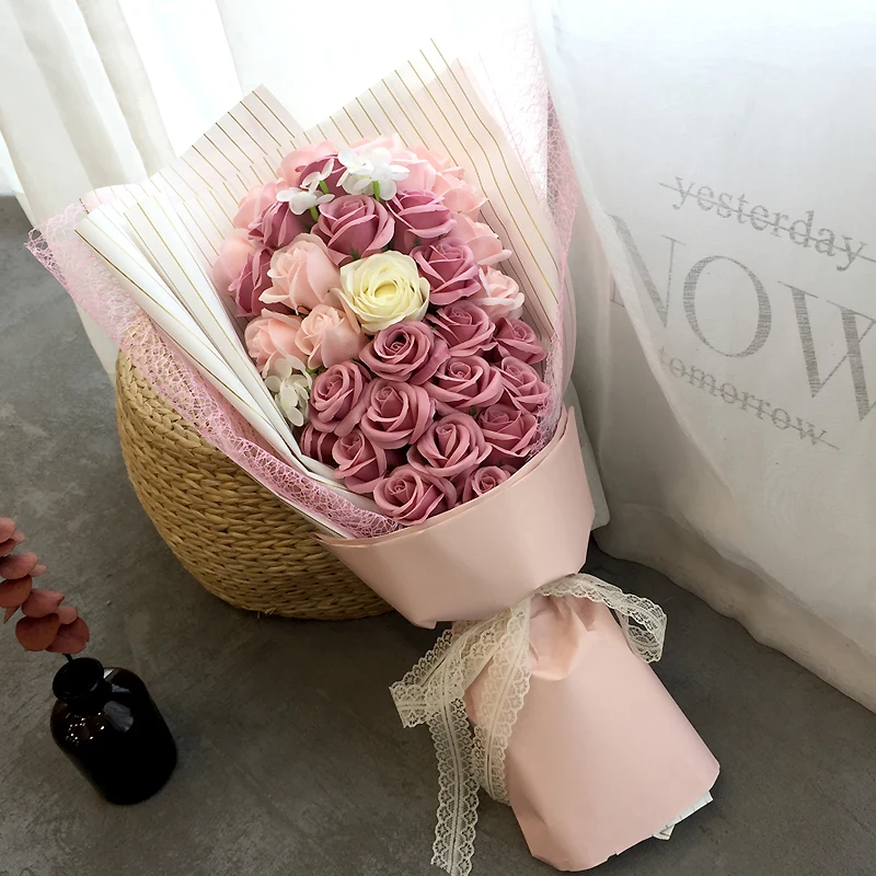 Букет роз предложение на день рождения конфессия подарок, чтобы отправить подруге Моделирование цветок мыло цветок подарочная коробка творчество
