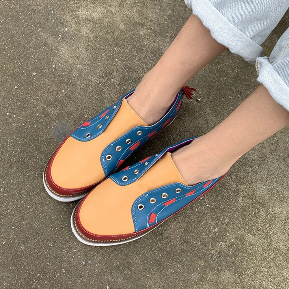 ALLENLYNN women's Flat Platform Shoes Woman Thick Heels Mixed Colors Loafers Comfort Flats Leisure Shoes Woman Size 35-43