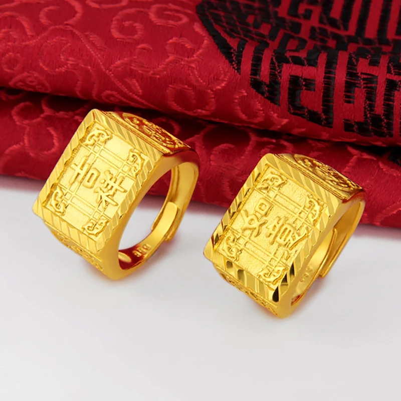 

2019 Keep Color 24K Gold Men's Ring Fashion Good Luck Open Rings Fist Knuckles Designer Jewelry Unusual Goods