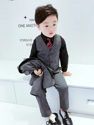 Свадебный костюм для мальчиков на одной пуговице 3 шт./компл.|Костюмы| |