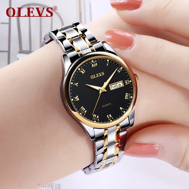 OLEVS Woman Watches Stainless Steel Couple Watches Ladies Mens Top Brand Luxury Clock Casual Wrist Watch Relogio bayan kol saati