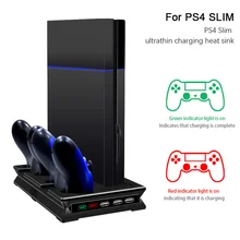Usb зарядный порт двойной вентилятор охлаждения для PS4 тонкий геймпад крепление вертикальной стойки на док-станцию игровая консоль поддержка База держатель с светодиодный