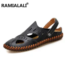 Новинка; модные летние пляжные мужские сандалии для отдыха; высококачественные сандалии из натуральной кожи; мужские пляжные сандалии; большие размеры