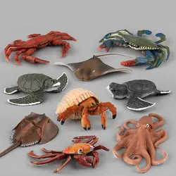 Океаническая и морская жизнь моделирование животных Модель Рисунок черепаха Краб игрушечные фигурки дети набор для обучения игрушечные