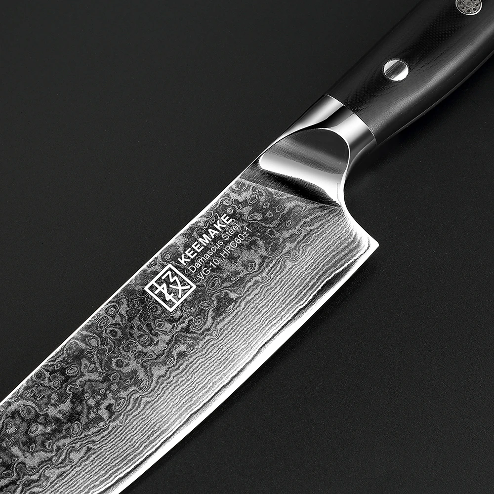 KEEMAKE 8 шт. набор кухонных ножей шеф-повара утилита Santoku стейк ножи дамаск VG10 стальное ядро острое лезвие G10 Ручка режущие инструменты