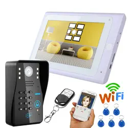 7 "проводной/беспроводной Wi Fi RFID пароль видео дверные звонки домофон с IR-CUT HD1000TVL камера ночное видение
