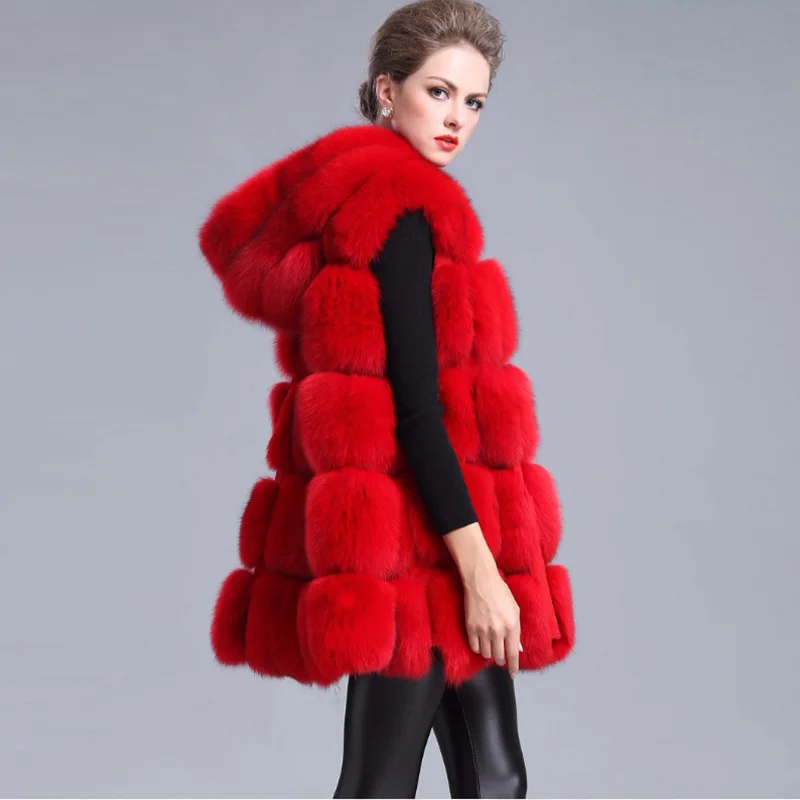 Женское пальто из искусственного меха, повседневная Толстая теплая толстовка без рукавов из искусственного лисьего меха, зимняя женская куртка, большие размеры 3XL, casaco feminino