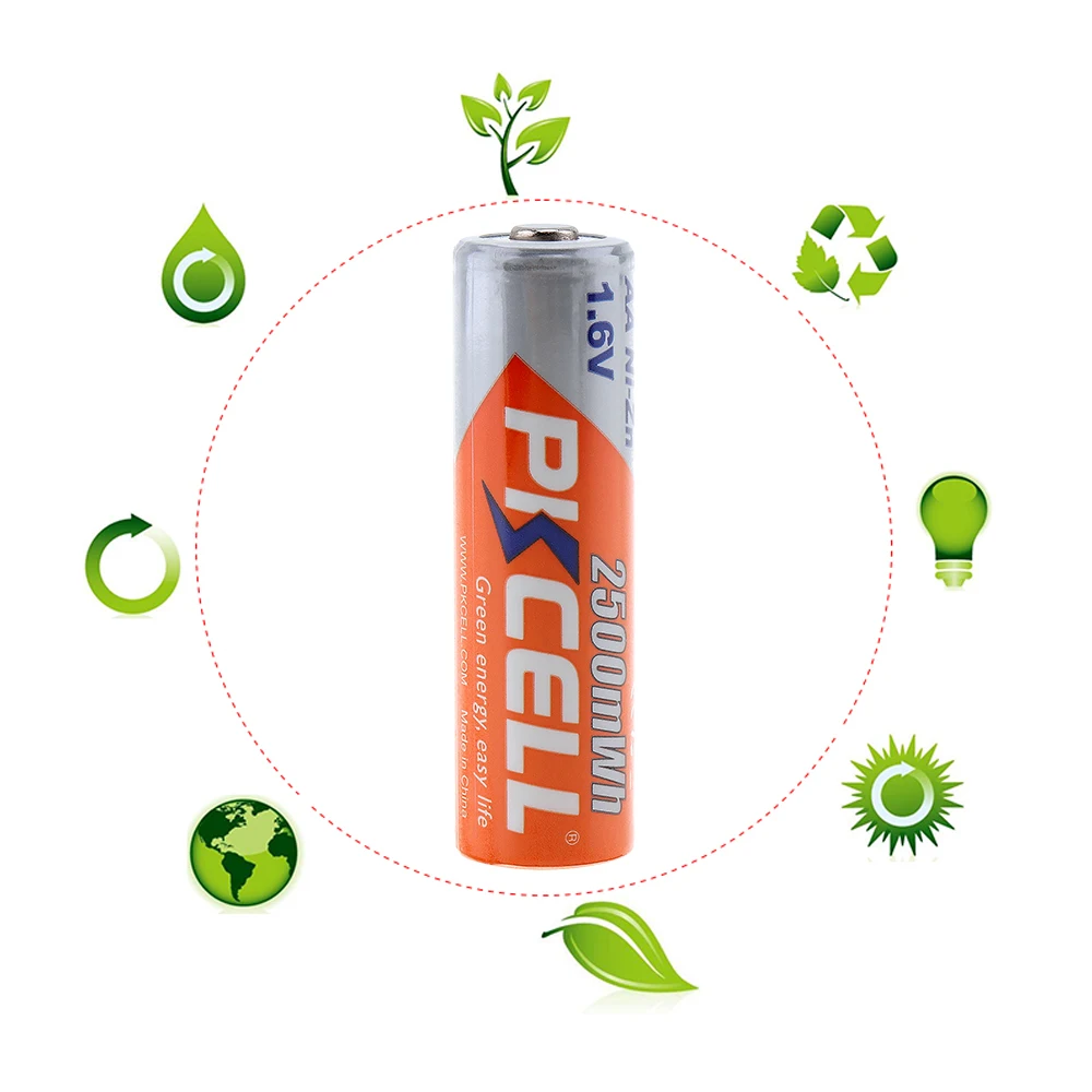 PKCELL 4 шт. 2500mWh высокое Ёмкость 1.6 В Ni-Zn AA Перезаряжаемые Батарея с перегрузок по току для игрушечные лошадки/цифровой Камера