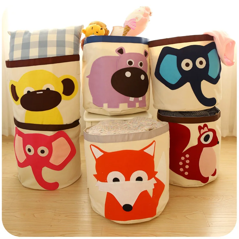 Kawaii Baby Toys Storage Canvas Bags Cartoon Pattern Laundry Bag Pouch