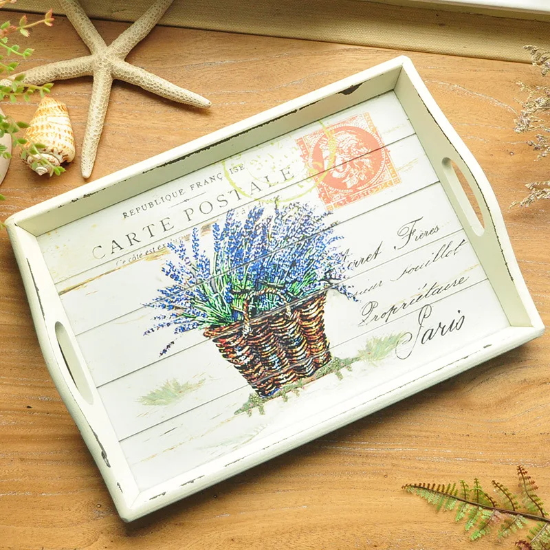 European country vintage wooden tray Lavender French alphabet postmark