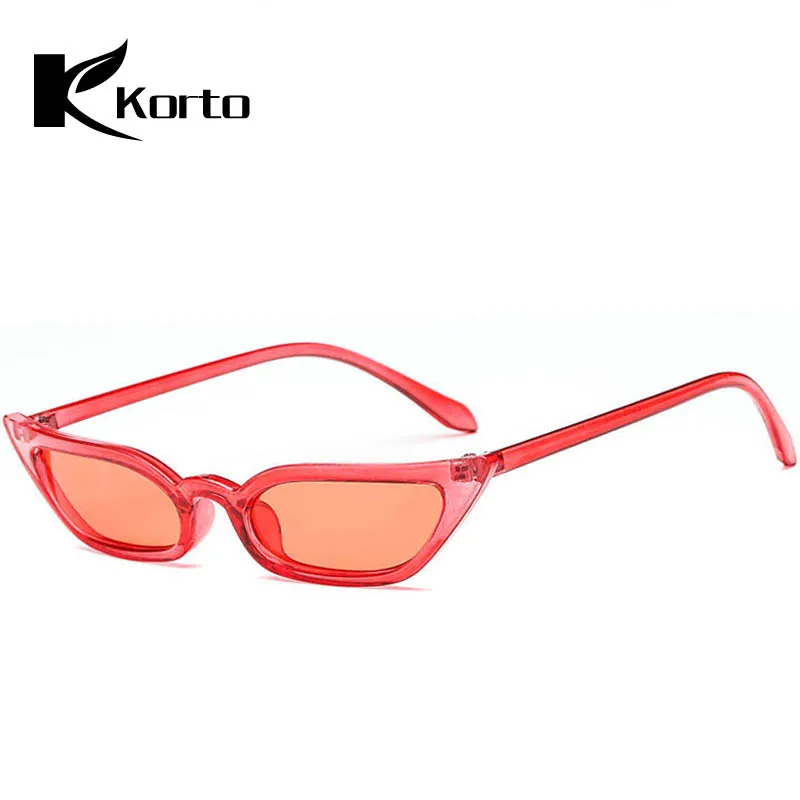 

Women Cat Eye Red Lenses Sunglasses 70S 80S 90S High Fashion Cateyes Eyeglasses Transparent Frame Ladies Trending Narrow Glasses