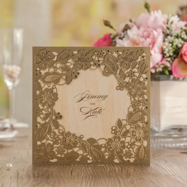 wedding party invitations card embossed flowers with envelope party invitation printing