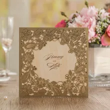 Wedding Party Invitations Card Embossed Flowers with Envelope Marvelous Church Personalized Customized Printing Laser Cut