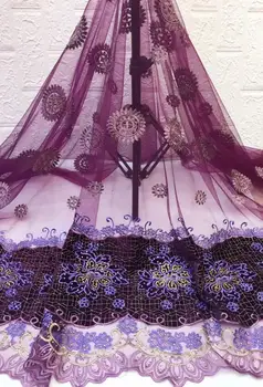 

5 yard/lot Newest flower embroidered mesh fabrics french net fabric JIANXI.C-111506 with velvet