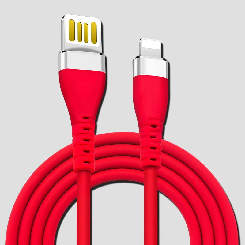 Power4 двухсторонний USB кабель для телефона Lightning/iPhone usb зарядный провод из пищевого силикона для Apple короткая линия передачи данных - Цвет: Red