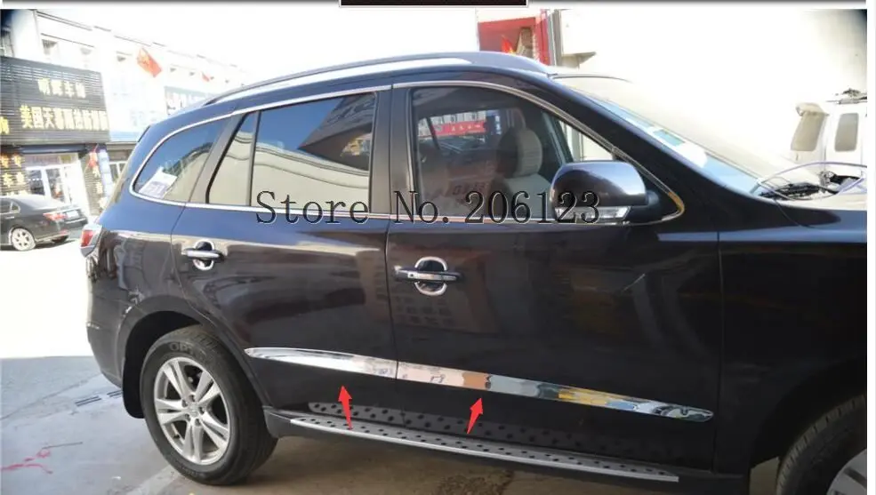 Для hyundai Santa Fe 2007 2008 2009 2010 2011 2012 хромированная Боковая дверь кузова молдинг протектор отделка