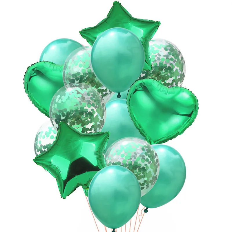 14 шт./лот, набор конфетти из смешанного розового золота с воздушным шаром на день рождения, воздушный шар на свадьбу, день рождения, декоративный шар, сделай сам - Цвет: 14pc Green 2