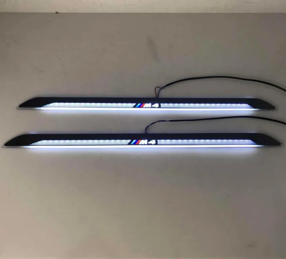 

RQXR led moving door scuff for BMW m4 dynamic door sill plate flat lining overlay flow/fixed light, 2pcs