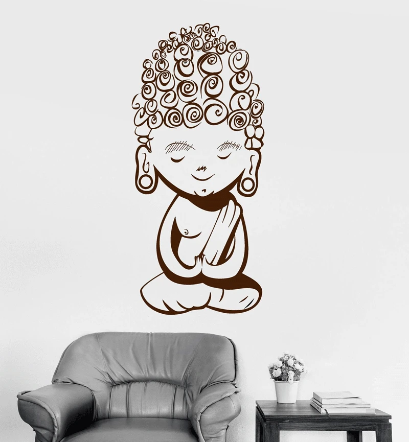 

Vinyl wall applique teen cute Buddha meditation spell Buddhist stickers, yoga lovers furniture living room decoration YJ18