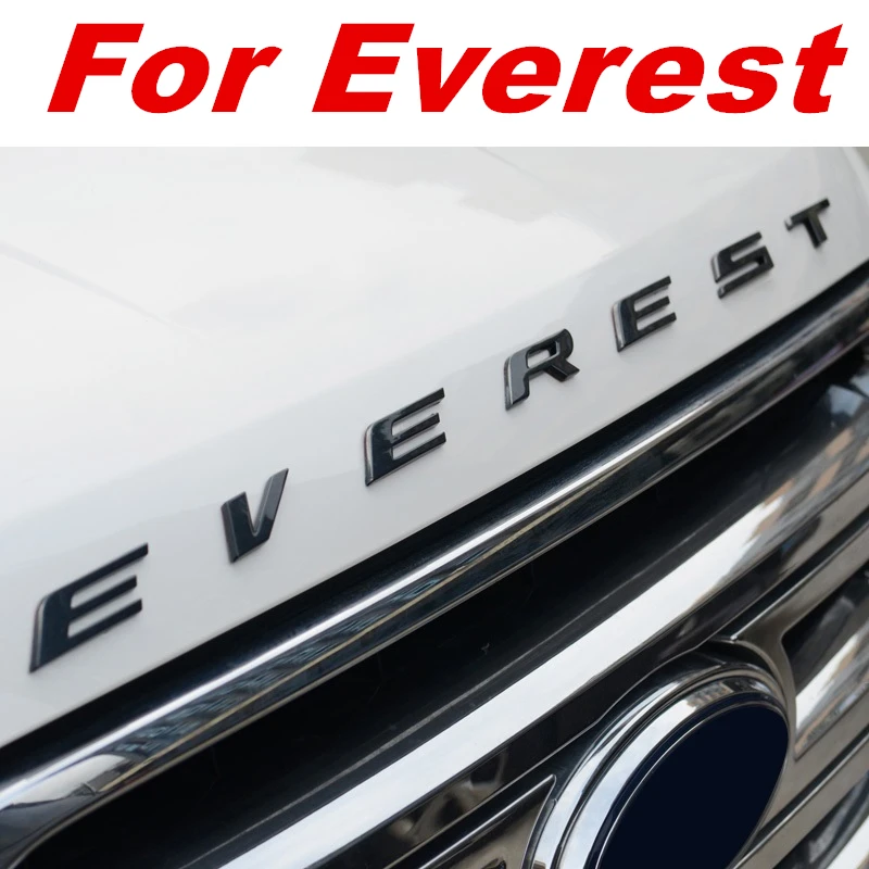 

DIY 3D for Everest Fixed Letters Hood Emblem Chrome Logo Badge Sticker For Ford Everest Car styling Stainless VIP stickers