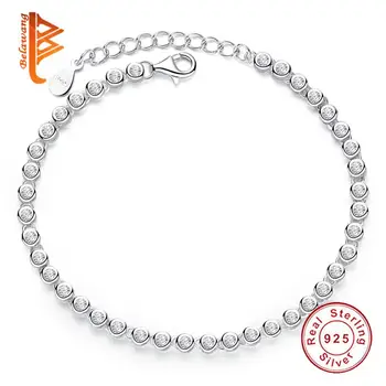 

Wholesale Luxury 925 Sterling Silver Bracelet for Woman Round Crystal Clear CZ Adjustable Woman Bracelet Party Jewelry