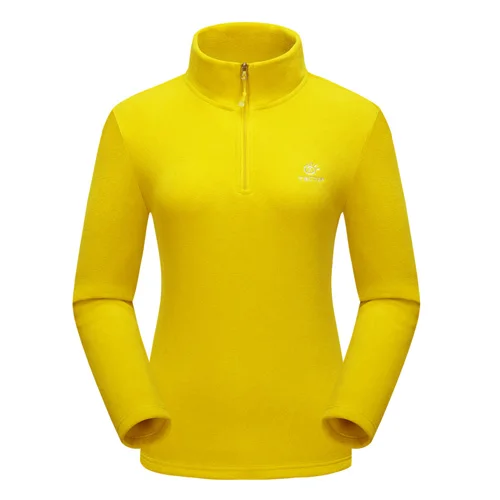 TECTOP флисовая куртка Для женщин Демисезонный Открытый Спорт Отдых ветрозащитный Термальность Half Zip Пеший Туризм Куртка женская плюс Размеры S-3XL - Цвет: Цвет: желтый