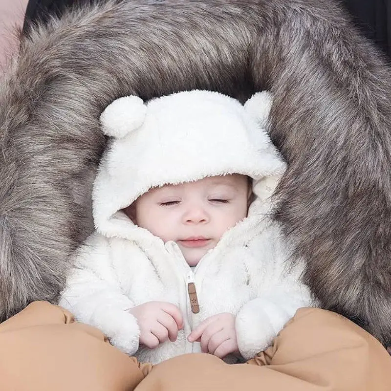 Милые теплые меховая одежда для новорожденных мальчиков и девочек с рисунком медведя, теплые зимние Clothes0-24M