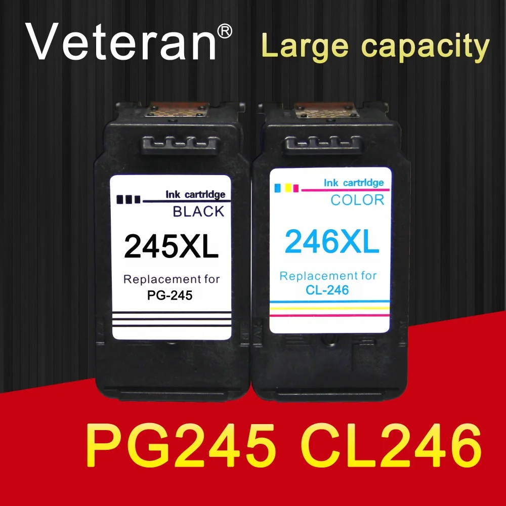 

Veteran PG245 CL246 replacement for Canon PG 245 CL 246 PG-245 ink cartridge for Pixma IP2820 MX492 MG2924 MG2520 MG2924 printer