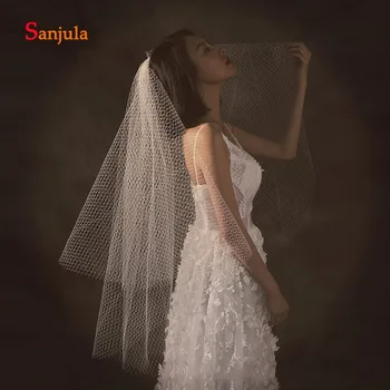 

Two Layers Ivory Hard Tulle Bridal Veils Middle Length Wedding Veil with Comb Girls Hair Accessories sluier bruiloft V34