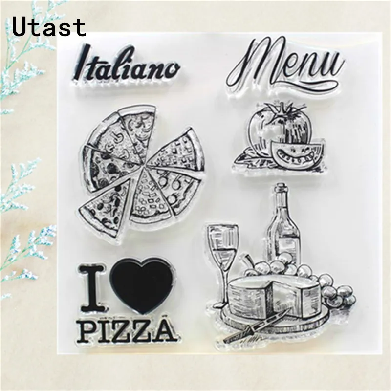 

Italy Pizza Menu Clear Silicone Stamps /Transparent Rubber Stamp for DIY Scrapbooking /Photo Album Decorative Craft Making