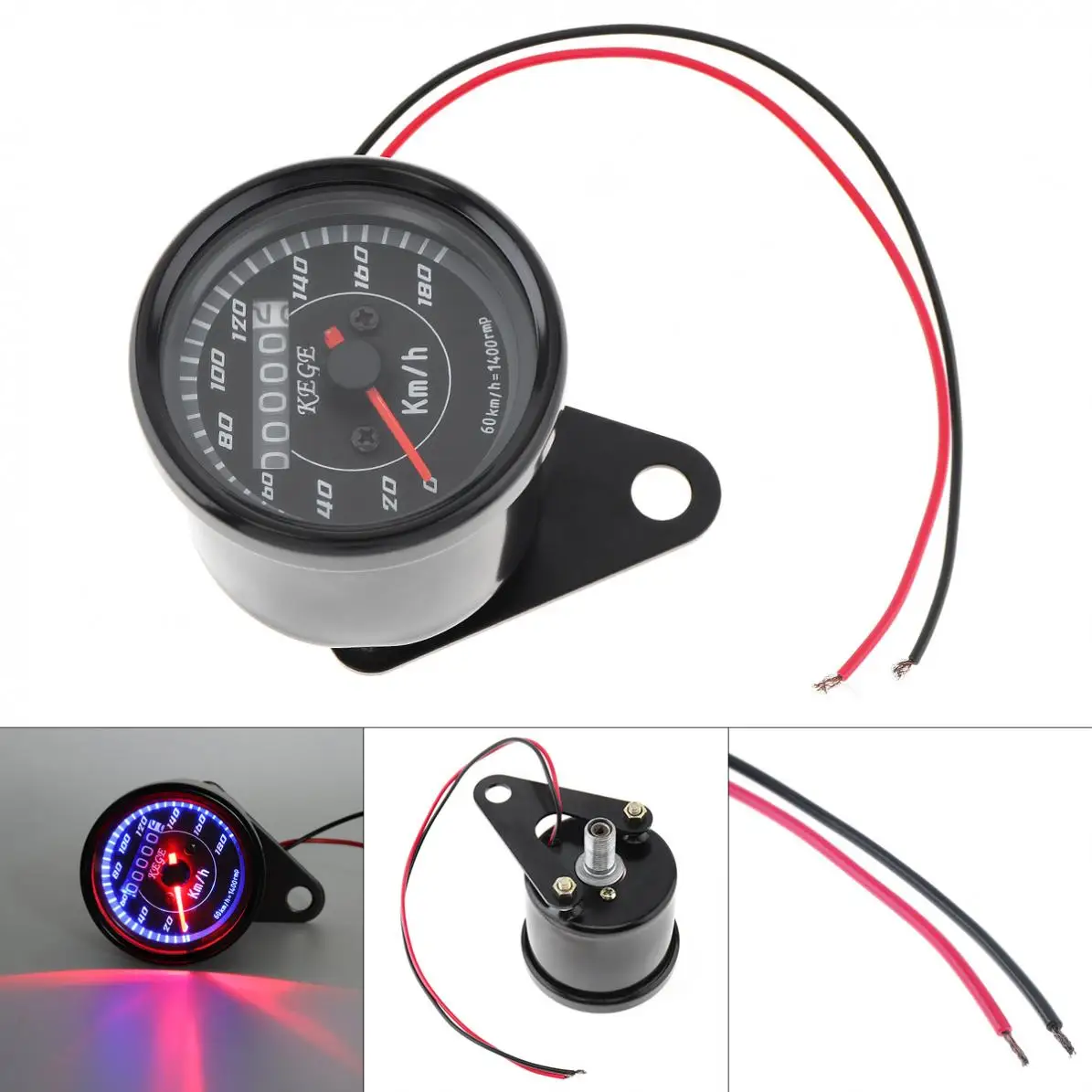 Odômetro de Aço Universal do Carro do Diodo Emissor de Luz Retro para a Motocicleta v Inoxidável Pequeno 0 – 180 Kmh 12