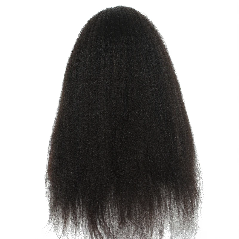 Странный Прямо 13x6 Синтетические волосы на кружеве натуральные волосы парики для Для женщин 150% Плотность предварительно сорвал с Детские волосы глубокая часть Dolago черный Remy