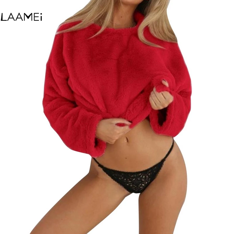 Laamei 2018 модные толстовки с капюшоном Femmes теплая осень и зима Для женщин Сплошной