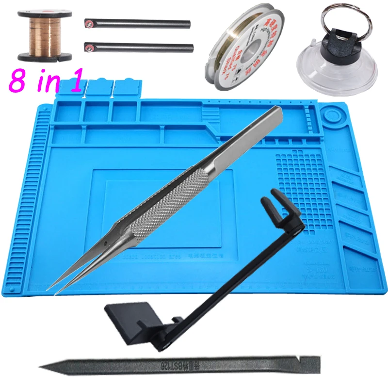 

fingerprint tweezers Magnetic Screw Repair Mat Heat Insulation Silicone Jump Line 0.02mm Adjustable Fixed Screen Repair Holder