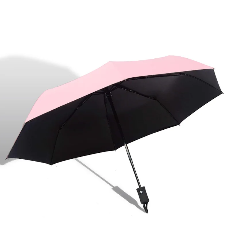 Full Automatic Umbrella 3 Folding Black Glue Bumbershoot Sunscreen Wind