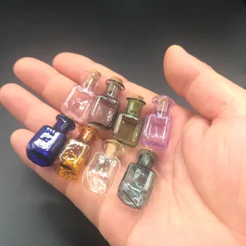 

Mix Color Mini Square box shape Glass Wish Floating Bottle With Cork Stopper Handmade Glass Message Vials jars container 300pcs