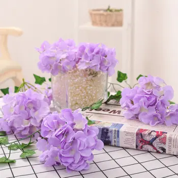 

LOT 100PCS 13-15cm Hydrangea Flower Head 27 Forks Home Decorative Silk Flowers DIY Wreath Wedding Wall Road Lead Arch Flowers