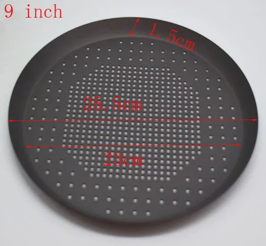 Антипригарное отверстие для пиццы, противень для выпечки, тарелка, посуда, держатель для выпечки, кухонные принадлежности, аксессуары для пиццы, экранная сковорода, металлическая сетка - Цвет: Black 9inch