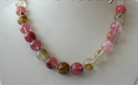 

huij 002189 stunning big 12mm round multicolor crude crystal necklace