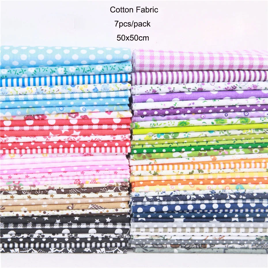 

7PCS/Pack 50x50CM Brocade Fabric Cotton Floral Printed Sewing Patchwork Cloth Mixed Style For Home Decoration Craft DIY
