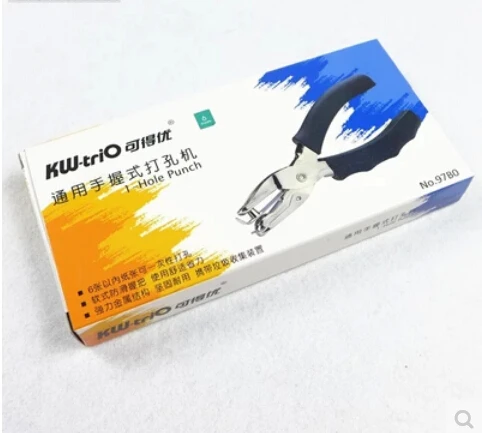 Премиум резиновая ручка перфоратор одиночный высокого качества Дырокол может пробить бумагу кожа горячая KW-TRIO 97B0